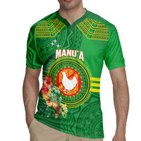 Personalized Manu'a Cession Day Rugby Jersey Tropical Flowers With Polynesian Pattern LT14 - Polynesian Pride