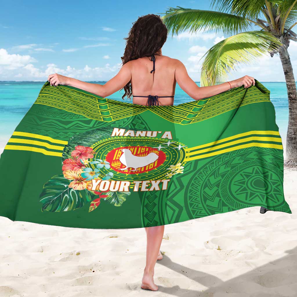 Personalized Manu'a Cession Day Sarong Tropical Flowers With Polynesian Pattern LT14 - Polynesian Pride