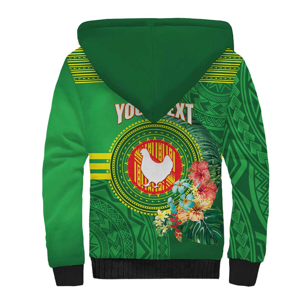 Personalized Manu'a Cession Day Sherpa Hoodie Tropical Flowers With Polynesian Pattern