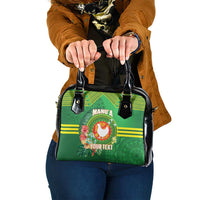 Personalized Manu'a Cession Day Shoulder Handbag Tropical Flowers With Polynesian Pattern
