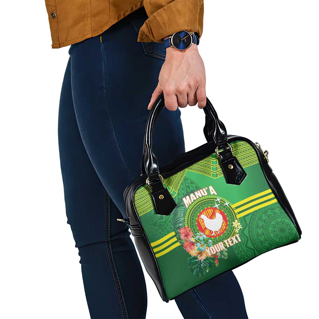 Personalized Manu'a Cession Day Shoulder Handbag Tropical Flowers With Polynesian Pattern