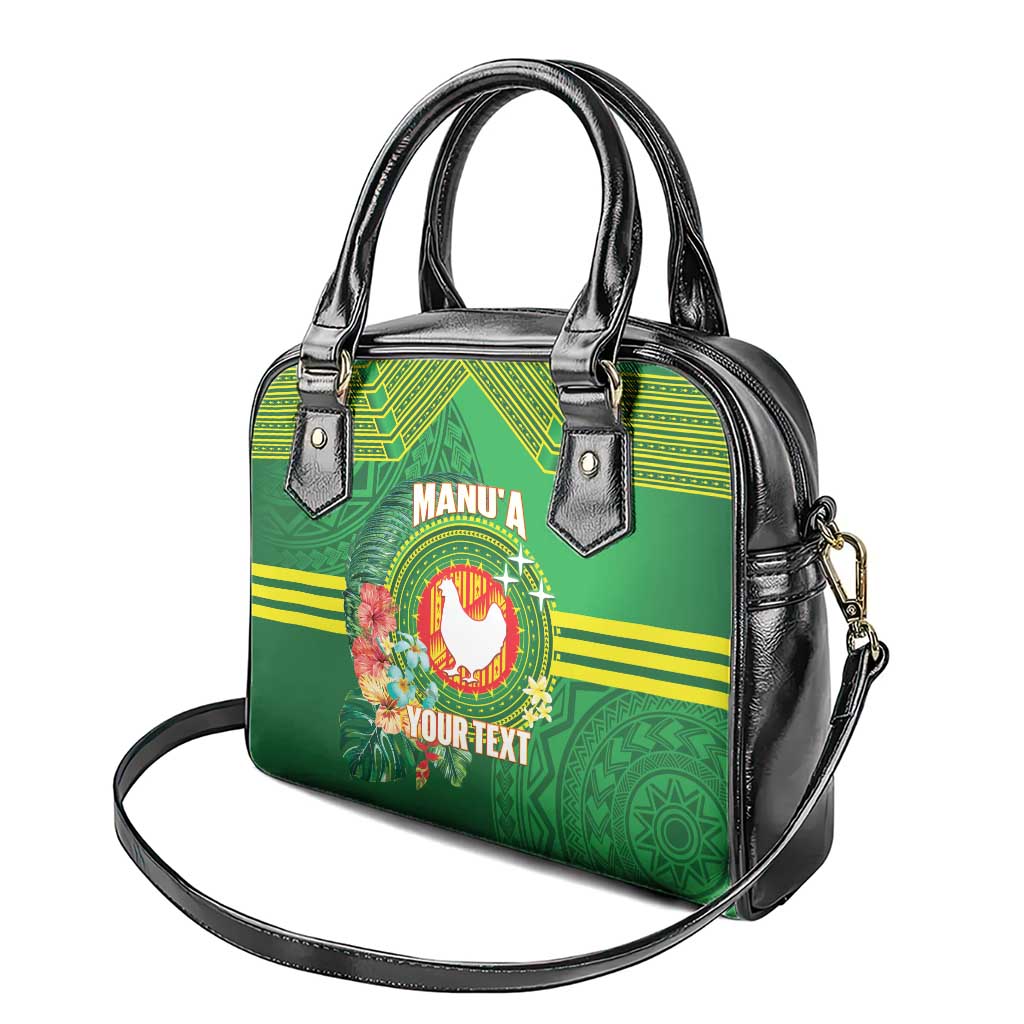 Personalized Manu'a Cession Day Shoulder Handbag Tropical Flowers With Polynesian Pattern