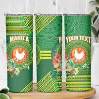 Personalized Manu'a Cession Day Skinny Tumbler Tropical Flowers With Polynesian Pattern LT14 - Polynesian Pride