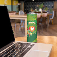Personalized Manu'a Cession Day Skinny Tumbler Tropical Flowers With Polynesian Pattern LT14 - Polynesian Pride