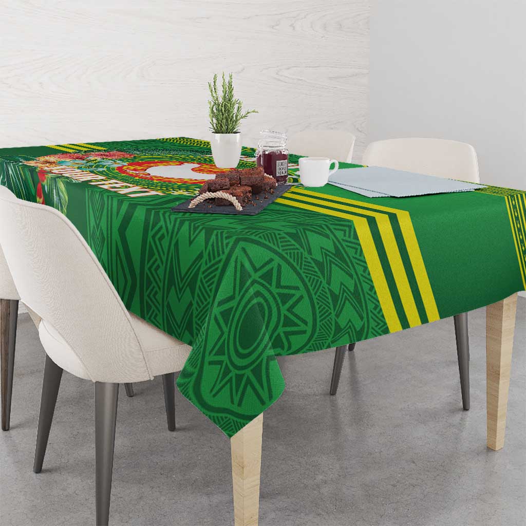 Personalized Manu'a Cession Day Tablecloth Tropical Flowers With Polynesian Pattern LT14 - Polynesian Pride
