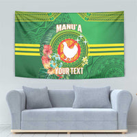 Personalized Manu'a Cession Day Tapestry Tropical Flowers With Polynesian Pattern