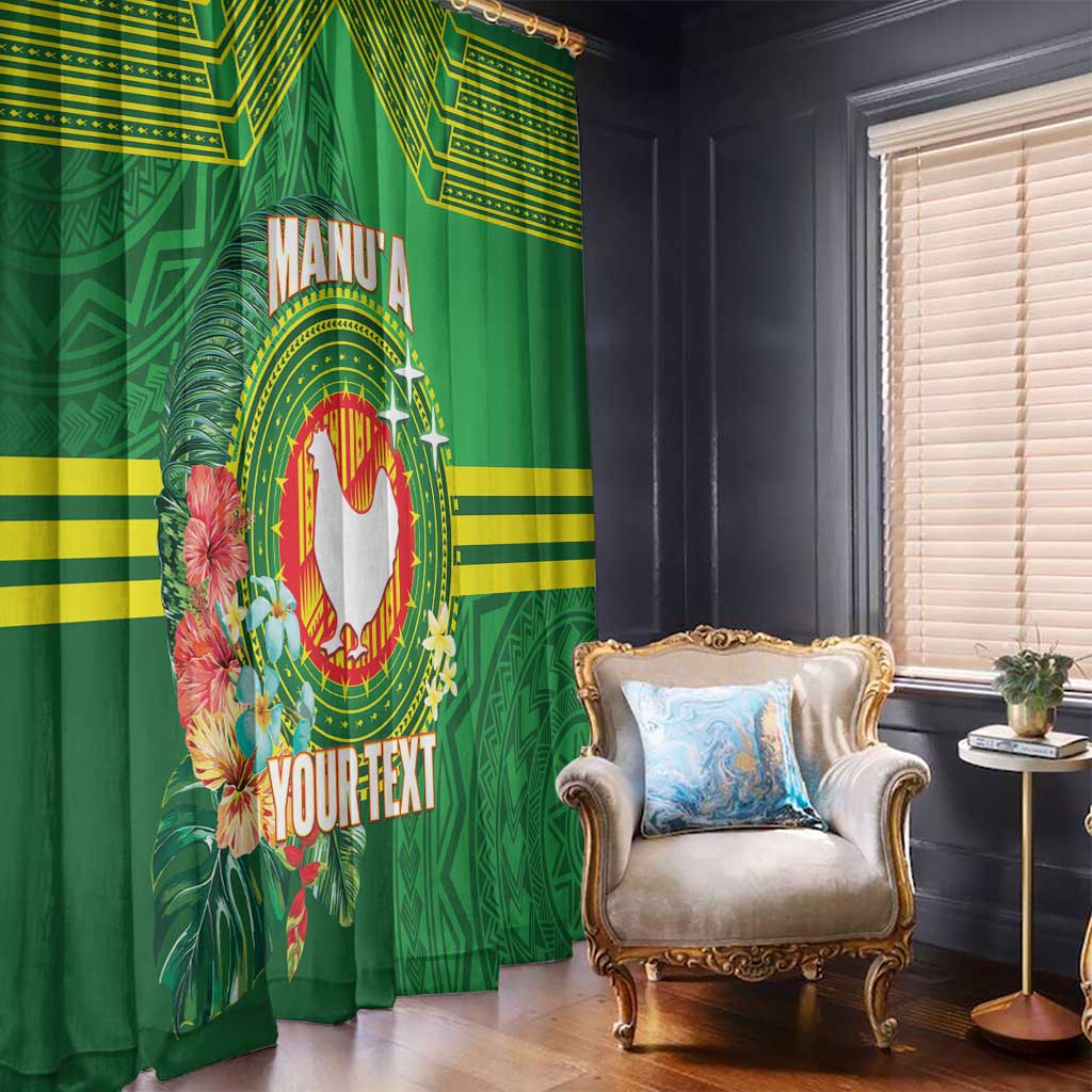 Personalized Manu'a Cession Day Window Curtain Tropical Flowers With Polynesian Pattern LT14 - Polynesian Pride