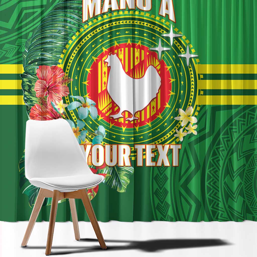 Personalized Manu'a Cession Day Window Curtain Tropical Flowers With Polynesian Pattern LT14 - Polynesian Pride