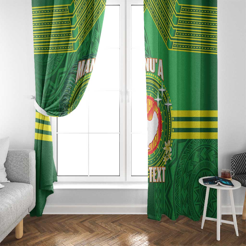 Personalized Manu'a Cession Day Window Curtain Tropical Flowers With Polynesian Pattern LT14 - Polynesian Pride