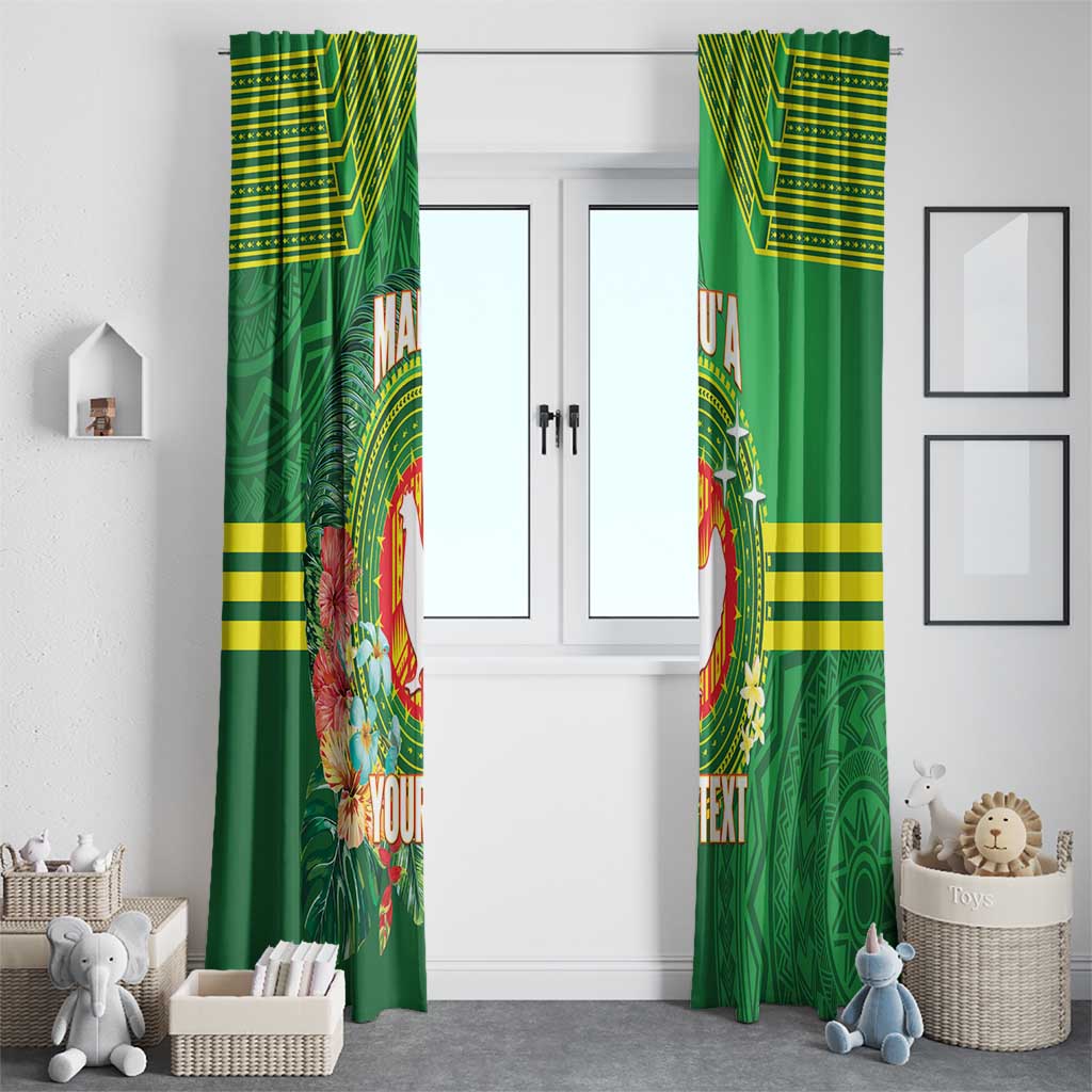 Personalized Manu'a Cession Day Window Curtain Tropical Flowers With Polynesian Pattern LT14 - Polynesian Pride