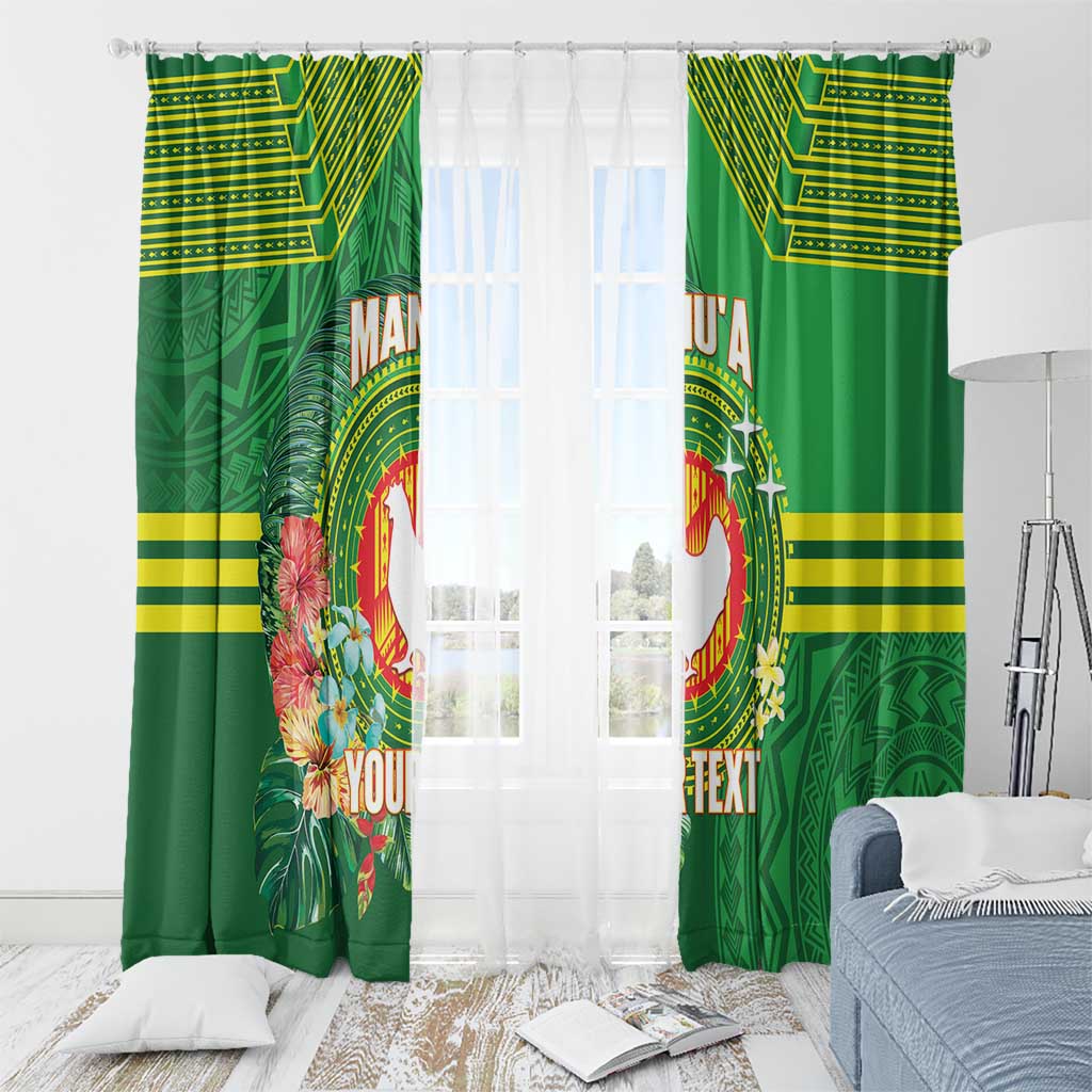 Personalized Manu'a Cession Day Window Curtain Tropical Flowers With Polynesian Pattern LT14 - Polynesian Pride