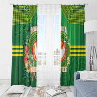 Personalized Manu'a Cession Day Window Curtain Tropical Flowers With Polynesian Pattern LT14 - Polynesian Pride