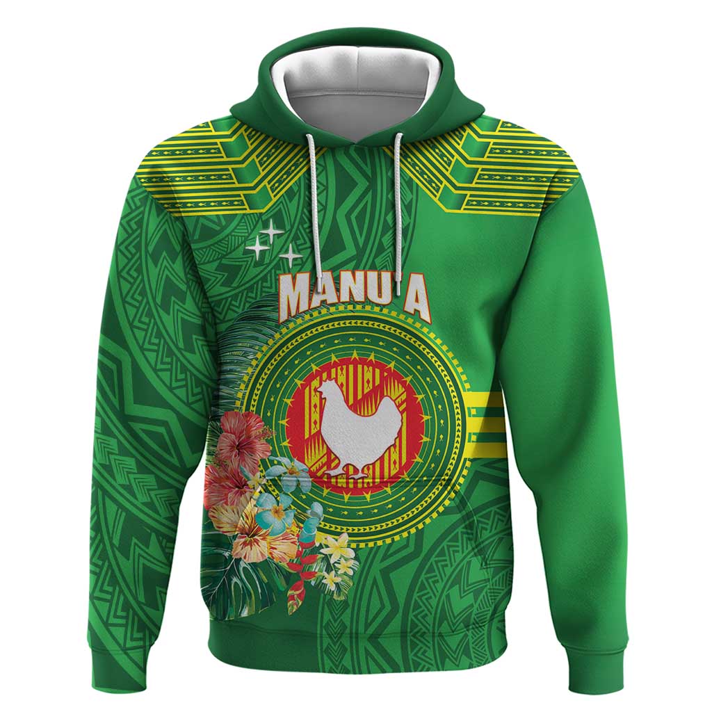 Personalized Manu'a Cession Day Zip Hoodie Tropical Flowers With Polynesian Pattern