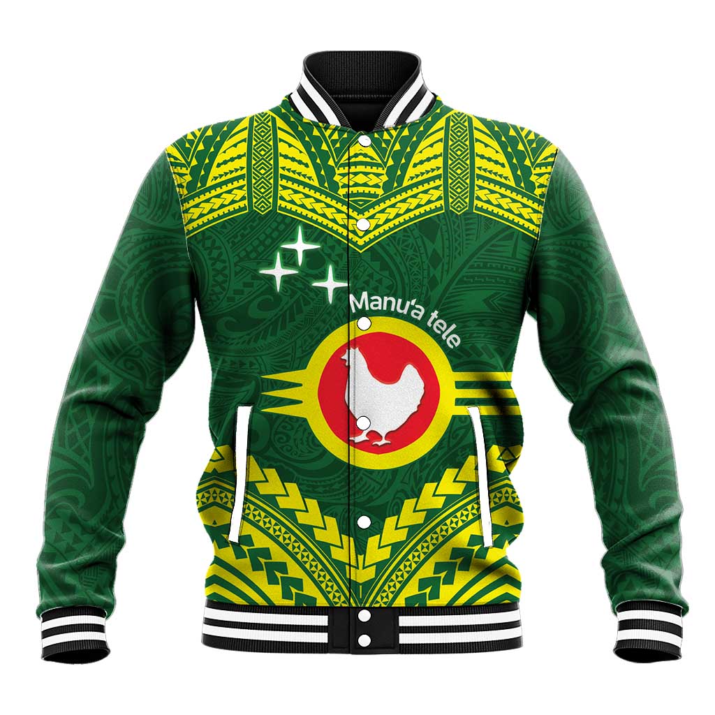 Manu'a Flag Day Baseball Jacket Polynesian Pattern National Color Proud LT14 Unisex Green - Polynesian Pride