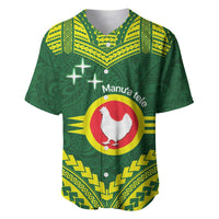 Manu'a Flag Day Baseball Jersey Polynesian Pattern National Color Proud LT14 Green - Polynesian Pride