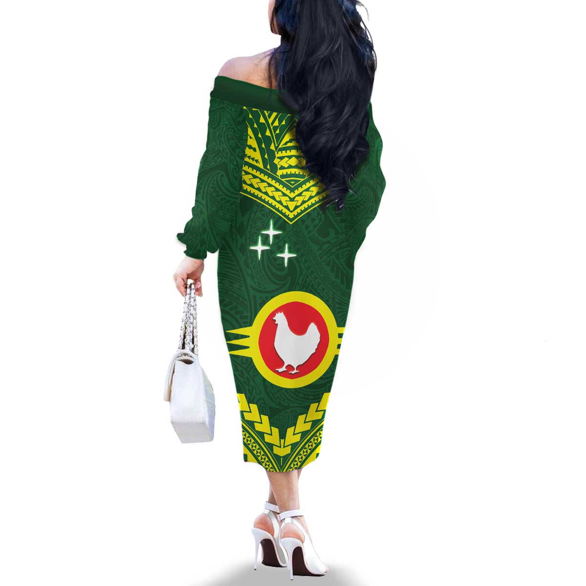 Manu'a Flag Day Family Matching Off The Shoulder Long Sleeve Dress and Hawaiian Shirt Polynesian Pattern National Color Proud