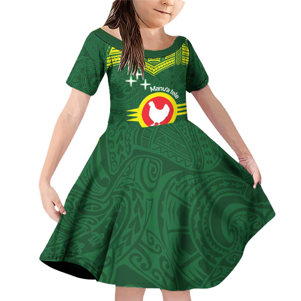 Manu'a Flag Day Family Matching Off Shoulder Short Dress and Hawaiian Shirt Polynesian Pattern National Color Proud