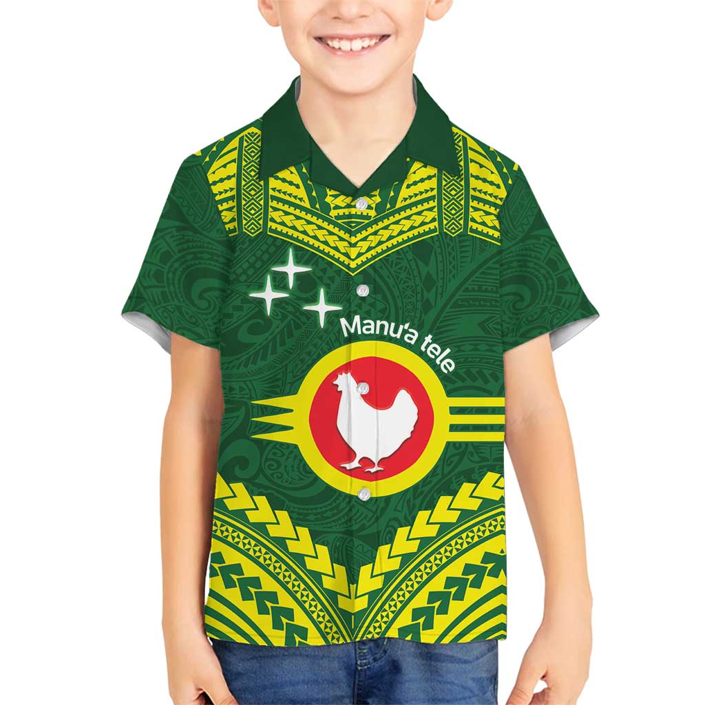 Manu'a Flag Day Family Matching Puletasi and Hawaiian Shirt Polynesian Pattern National Color Proud LT14 Son's Shirt Green - Polynesian Pride