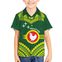 Manu'a Flag Day Family Matching Puletasi and Hawaiian Shirt Polynesian Pattern National Color Proud LT14 Son's Shirt Green - Polynesian Pride