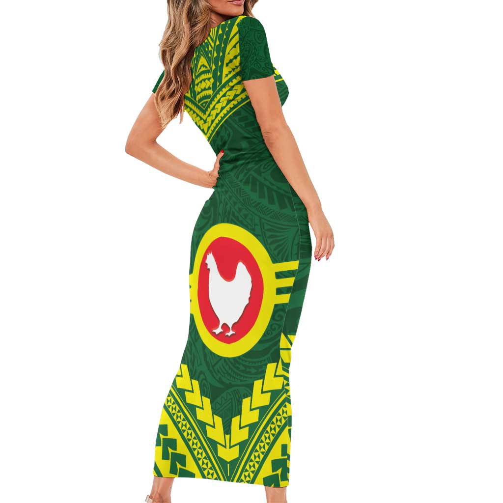 Manu'a Flag Day Family Matching Short Sleeve Bodycon Dress and Hawaiian Shirt Polynesian Pattern National Color Proud