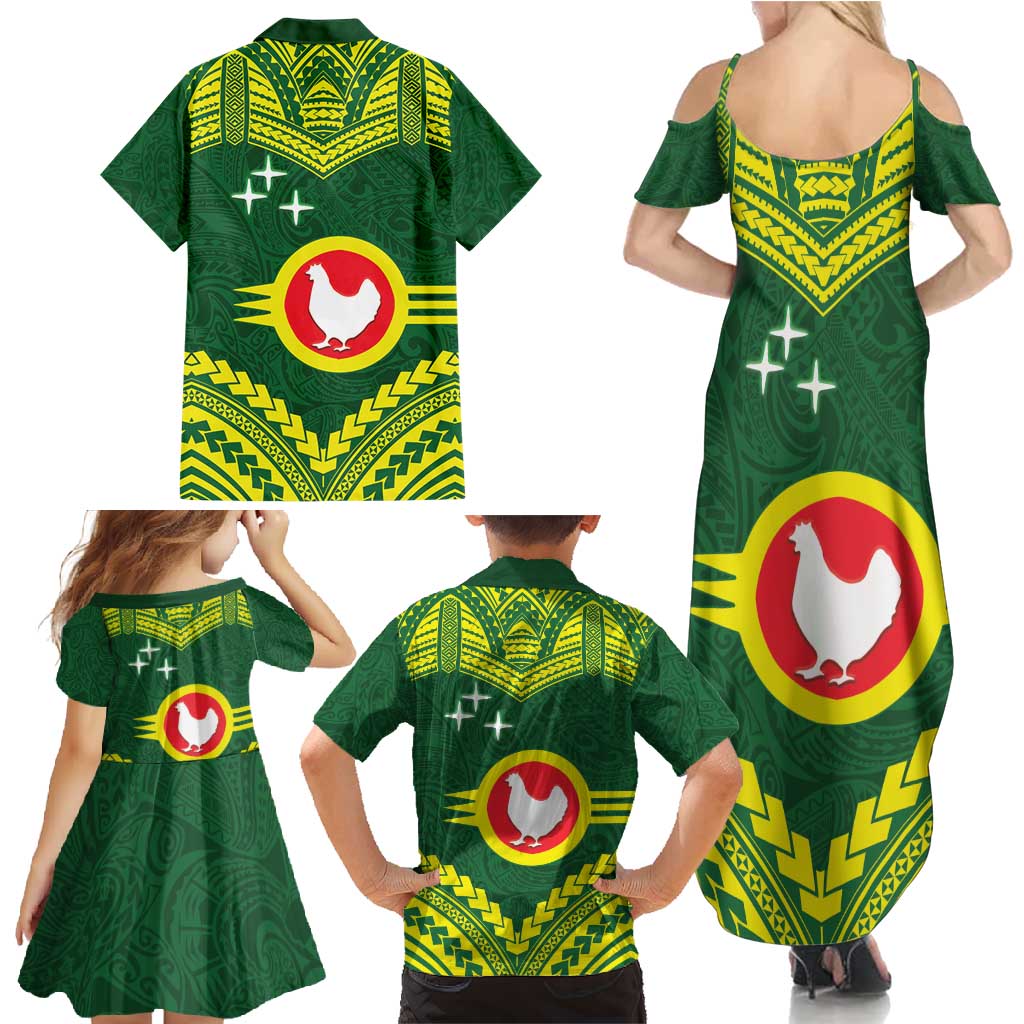 Manu'a Flag Day Family Matching Summer Maxi Dress and Hawaiian Shirt Polynesian Pattern National Color Proud