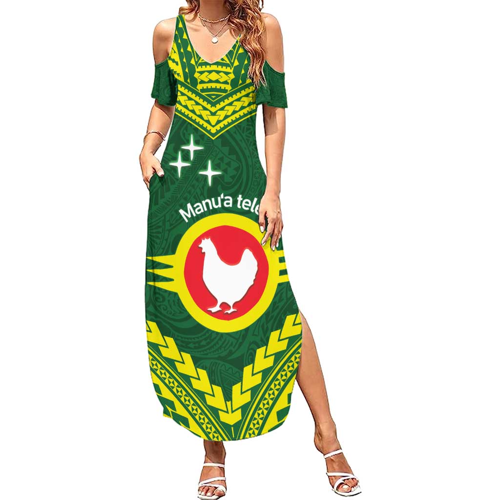 Manu'a Flag Day Family Matching Summer Maxi Dress and Hawaiian Shirt Polynesian Pattern National Color Proud