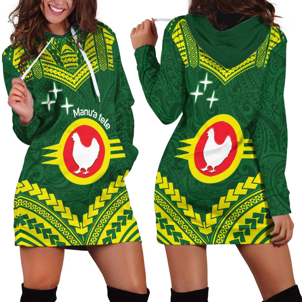 Manu'a Flag Day Hoodie Dress Polynesian Pattern National Color Proud