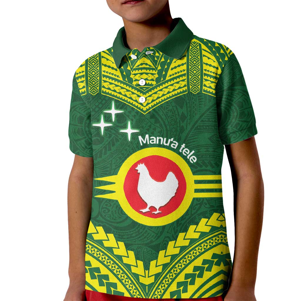Manu'a Flag Day Kid Polo Shirt Polynesian Pattern National Color Proud LT14 Kid Green - Polynesian Pride