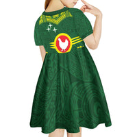 Manu'a Flag Day Kid Short Sleeve Dress Polynesian Pattern National Color Proud