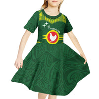Manu'a Flag Day Kid Short Sleeve Dress Polynesian Pattern National Color Proud