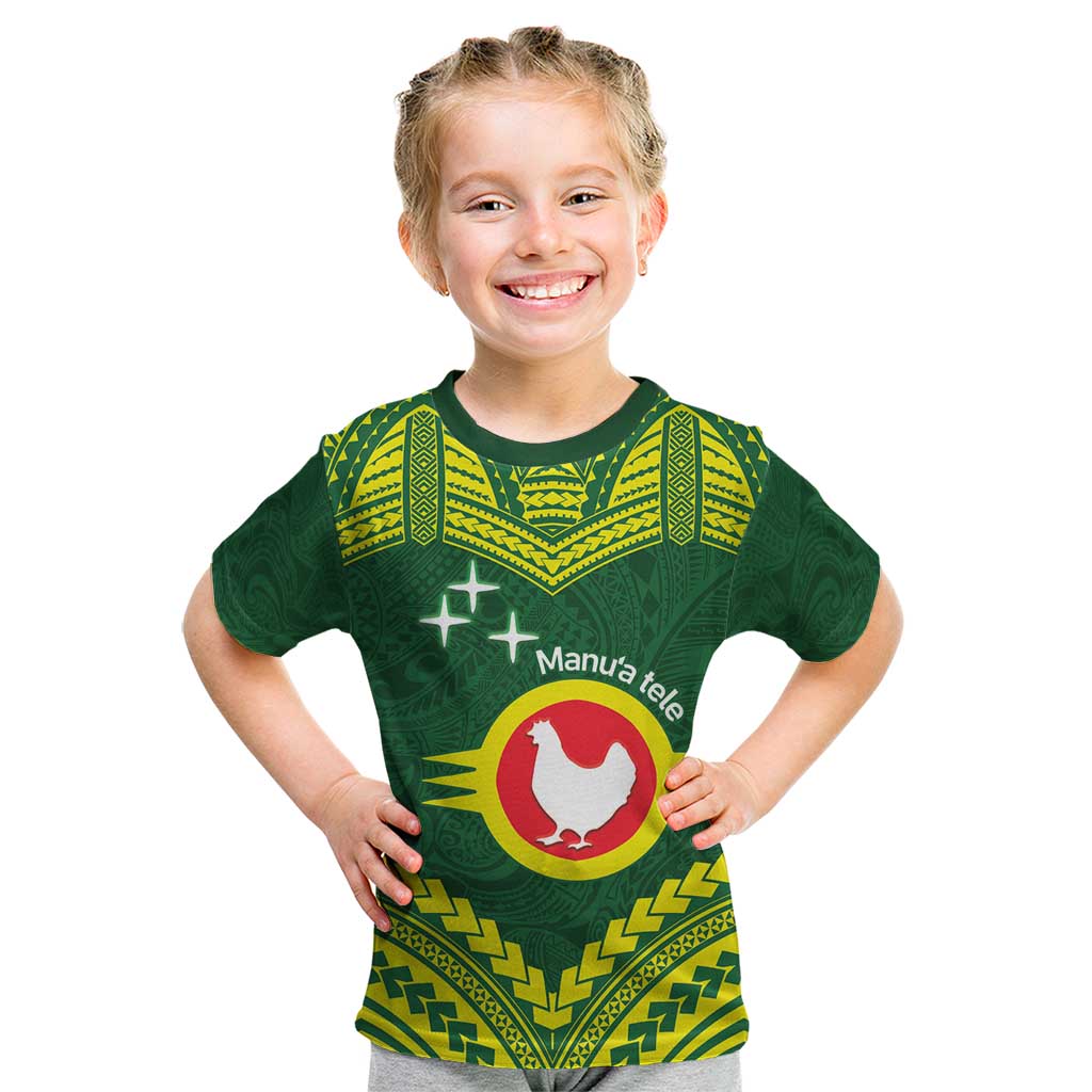 Manu'a Flag Day Kid T Shirt Polynesian Pattern National Color Proud LT14 Green - Polynesian Pride