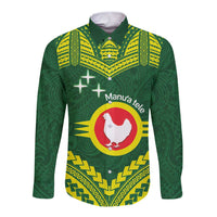 Manu'a Flag Day Long Sleeve Button Shirt Polynesian Pattern National Color Proud