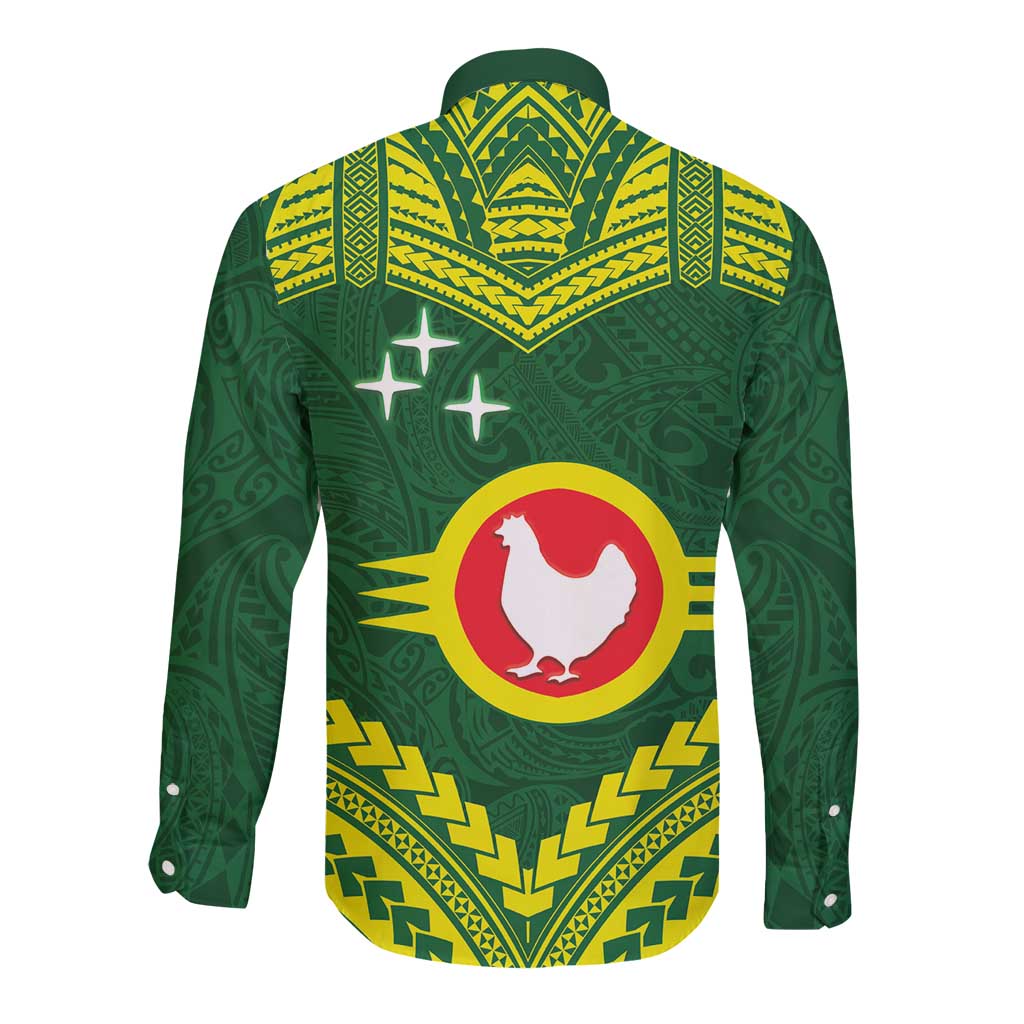 Manu'a Flag Day Long Sleeve Button Shirt Polynesian Pattern National Color Proud
