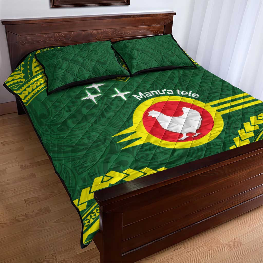 Manu'a Flag Day Quilt Bed Set Polynesian Pattern National Color Proud