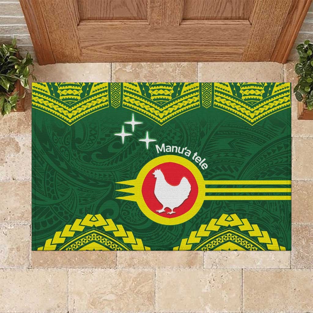 Manu'a Flag Day Rubber Doormat Polynesian Pattern National Color Proud LT14 Green - Polynesian Pride
