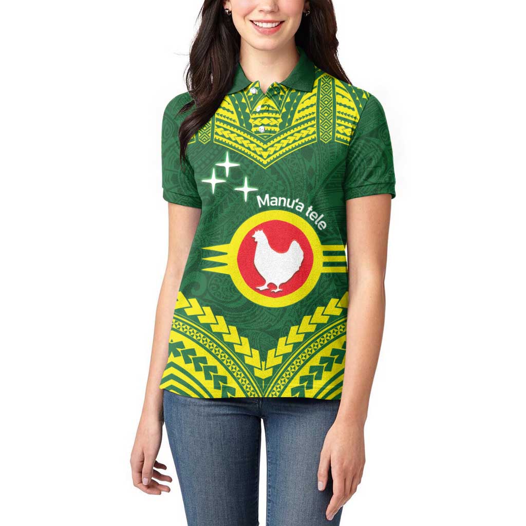 Manu'a Flag Day Women Polo Shirt Polynesian Pattern National Color Proud