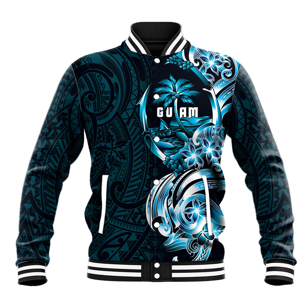 Asut Guam Chamorro Baseball Jacket Guahan Seal Tattoo LT14 Unisex Blue - Polynesian Pride