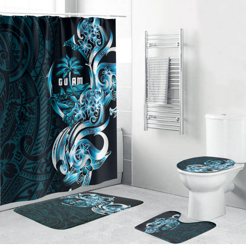 Asut Guam Chamorro Bathroom Set Guahan Seal Tattoo LT14 Bathroom Set (4 pcs) Blue - Polynesian Pride