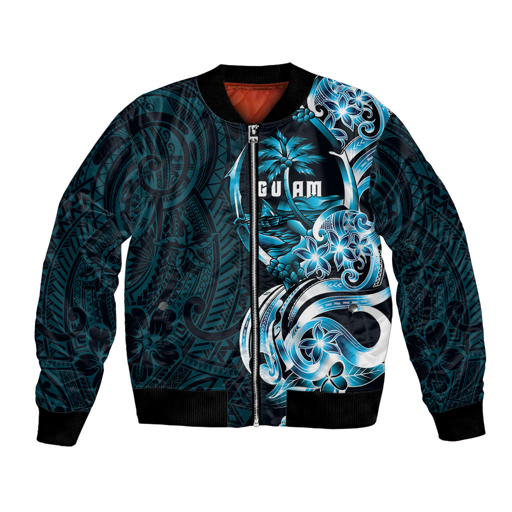Asut Guam Chamorro Bomber Jacket Guahan Seal Tattoo LT14 Unisex Blue - Polynesian Pride
