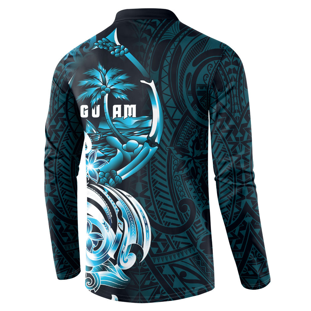 Asut Guam Chamorro Button Sweatshirt Guahan Seal Tattoo LT14 - Polynesian Pride