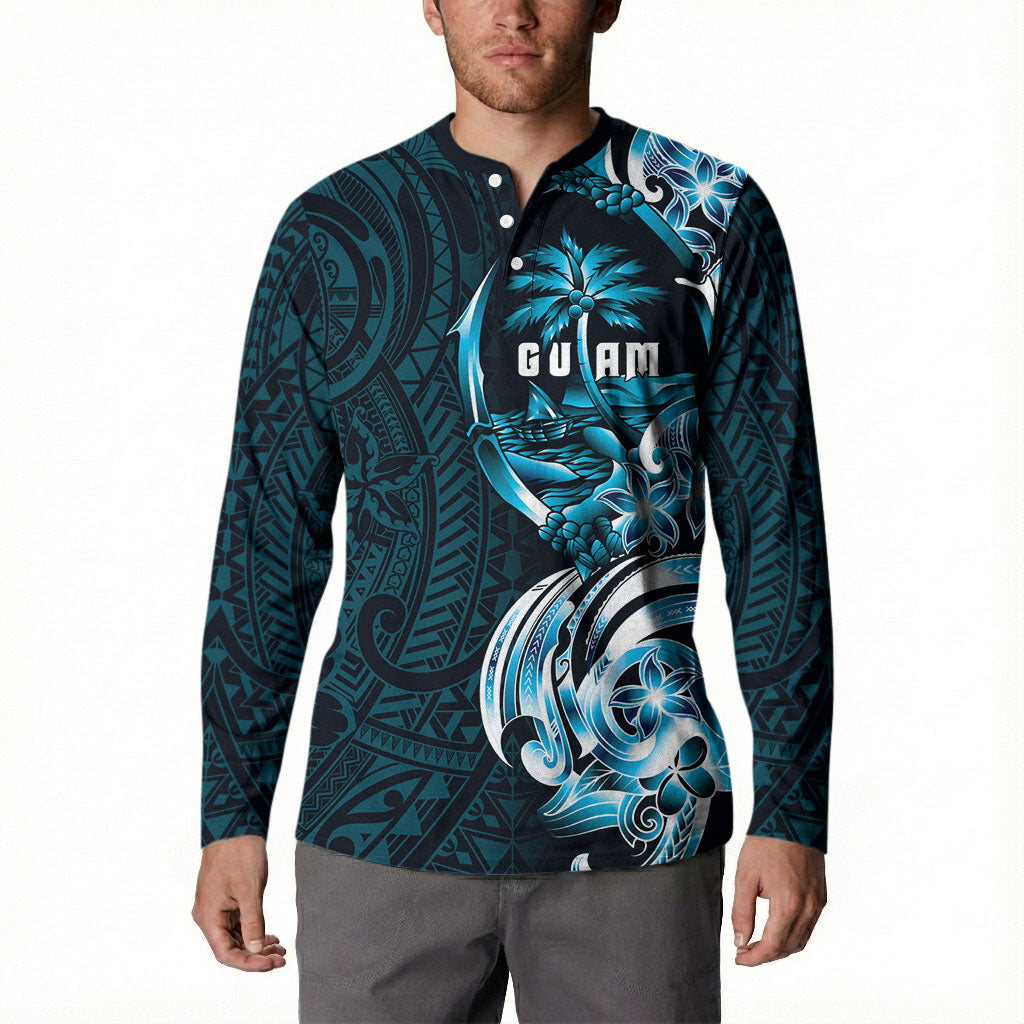Asut Guam Chamorro Button Sweatshirt Guahan Seal Tattoo LT14 - Polynesian Pride