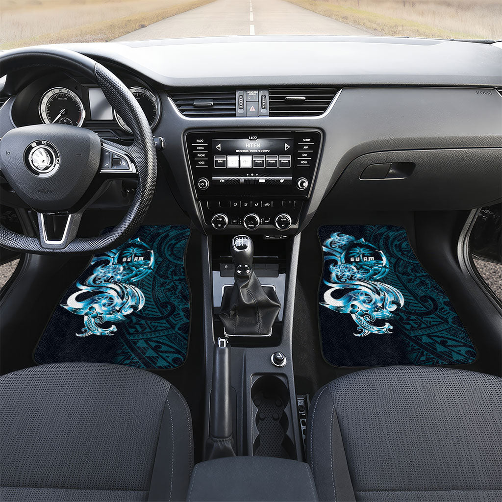 Asut Guam Chamorro Car Mats Guahan Seal Tattoo LT14 Set 2pcs - Front Blue - Polynesian Pride
