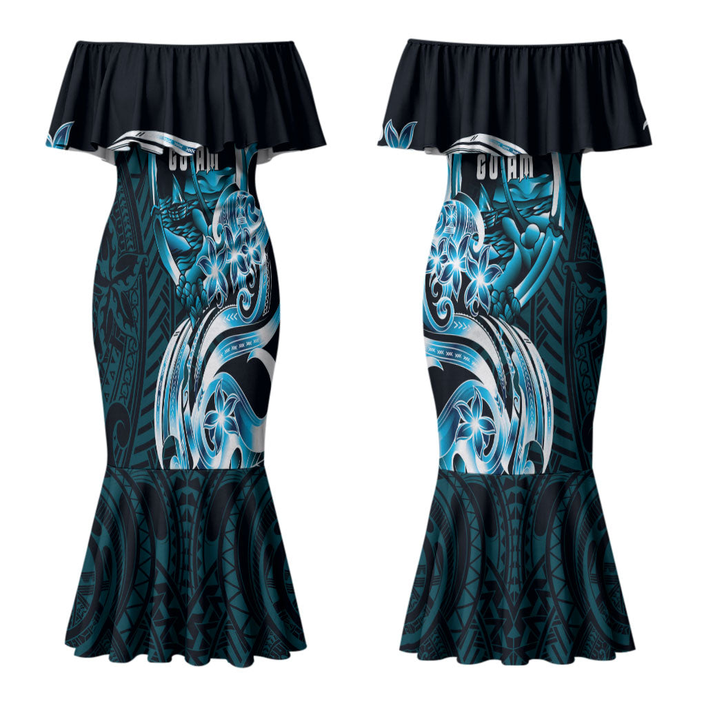 Asut Guam Chamorro Couples Matching Mermaid Dress and Long Sleeve Button Shirt Guahan Seal Tattoo LT14 - Polynesian Pride