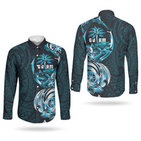 Asut Guam Chamorro Couples Matching Summer Maxi Dress and Long Sleeve Button Shirt Guahan Seal Tattoo LT14 - Polynesian Pride
