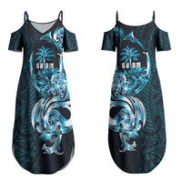 Asut Guam Chamorro Couples Matching Summer Maxi Dress and Long Sleeve Button Shirt Guahan Seal Tattoo LT14 - Polynesian Pride