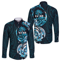 Asut Guam Chamorro Family Matching Long Sleeve Bodycon Dress and Hawaiian Shirt Guahan Seal Tattoo LT14 Dad's Shirt - Long Sleeve Blue - Polynesian Pride