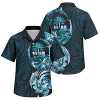 Asut Guam Chamorro Family Matching Long Sleeve Bodycon Dress and Hawaiian Shirt Guahan Seal Tattoo LT14 Son's Shirt Blue - Polynesian Pride