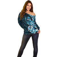 Asut Guam Chamorro Off Shoulder Sweater Guahan Seal Tattoo LT14 - Polynesian Pride