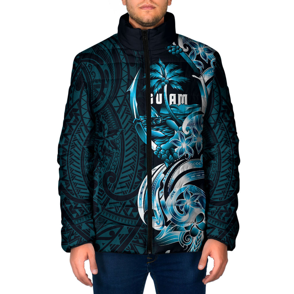 Asut Guam Chamorro Padded Jacket Guahan Seal Tattoo LT14 Men Blue - Polynesian Pride
