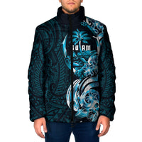 Asut Guam Chamorro Padded Jacket Guahan Seal Tattoo LT14 Men Blue - Polynesian Pride